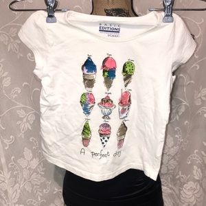 Basic editions white ice cream t shirt